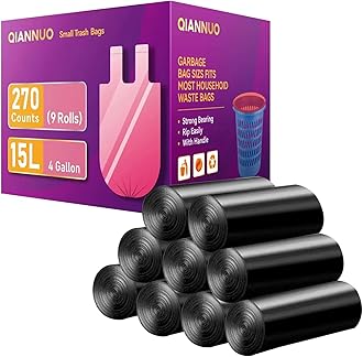 4 Gallon Trash Bags 270 Counts Handle Garbage Bags Trash Can liners Bathroom, Bedroom, Office, Car, Home Waste Bin Bag
