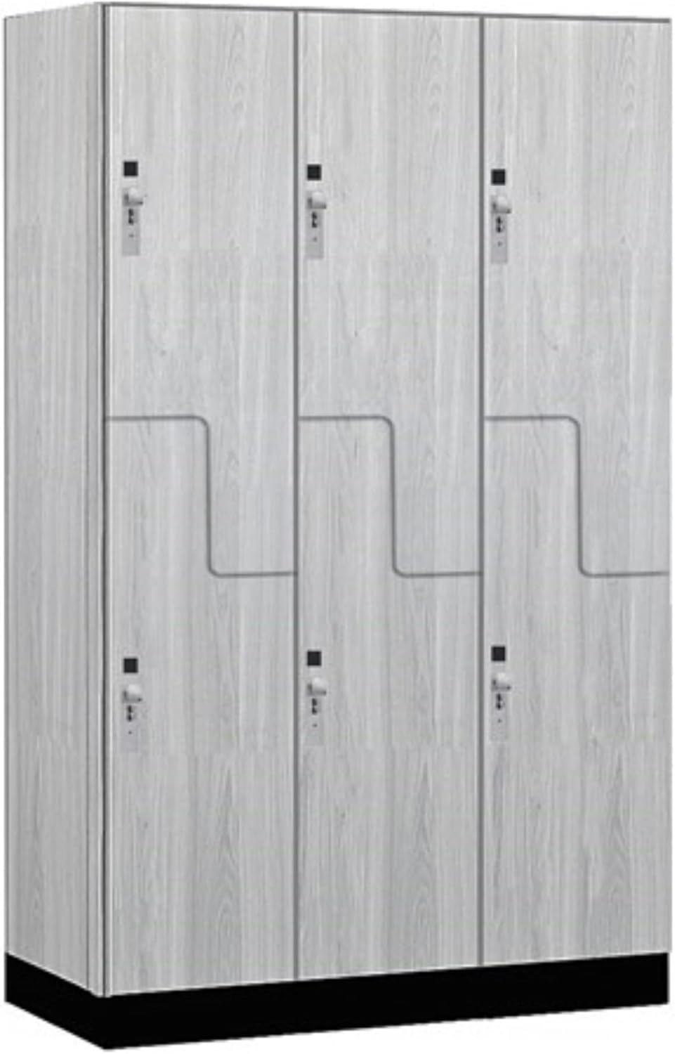 Salsbury Industries 15" Wide Premier Wood Locker-Double Tier 'S' Style-3 Wide-6 Feet High-21 Deep-Silver Teak-Silver Hasps