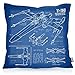 VOID X-Wing Cianotipo Cojín con Dibujo Funda de cojín Funda para Outdoor Indoor Fotocalco Azul t-65, Kissen Größe:80 x 80 cm