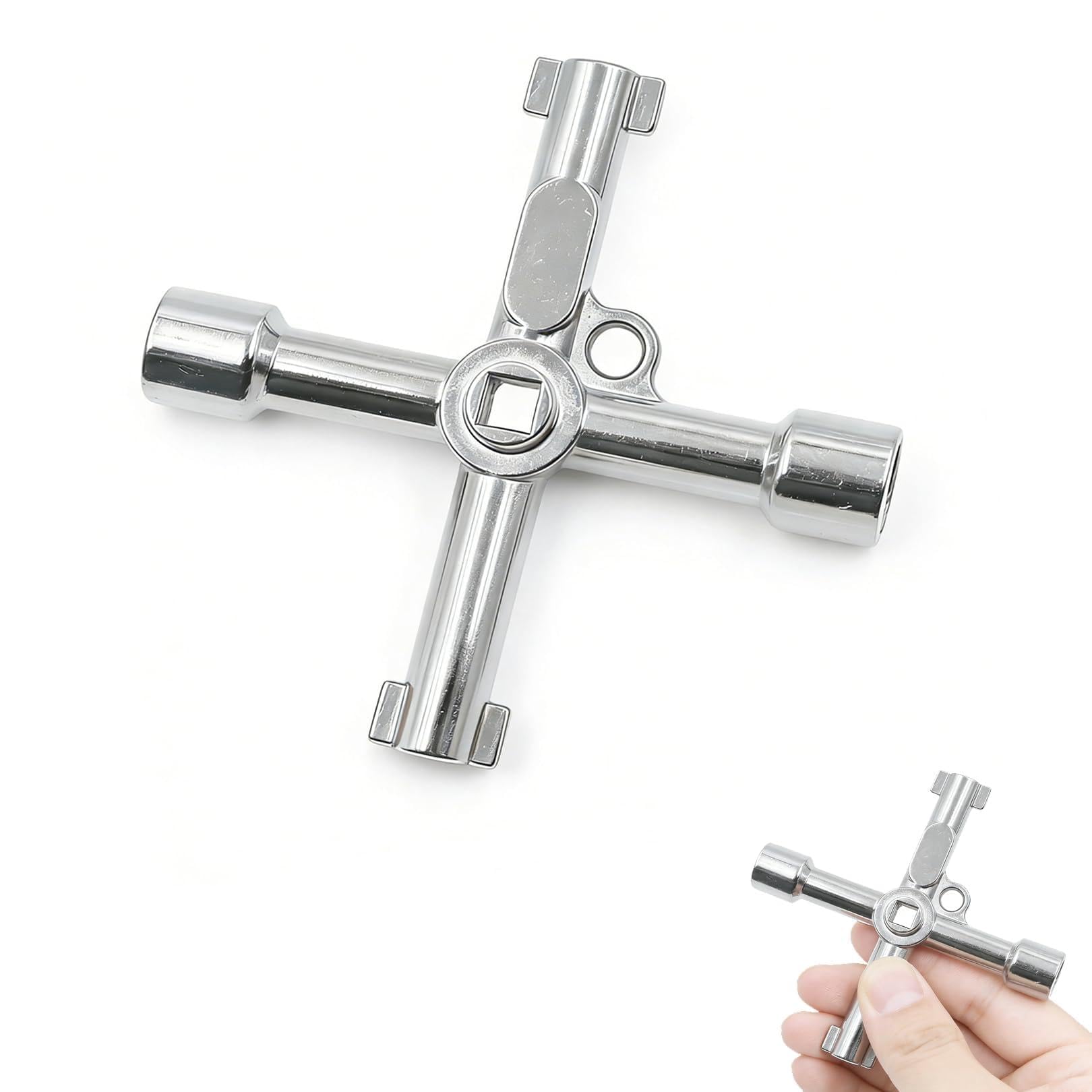 Electric Box Key,4 Way Utility Square Triangle Gas Meter Cupboard,Panel Access Service Cabinet Household Hexagon Multifunction Universal Key for Tap Loft Electrical Valve Junction Utilities Opening
