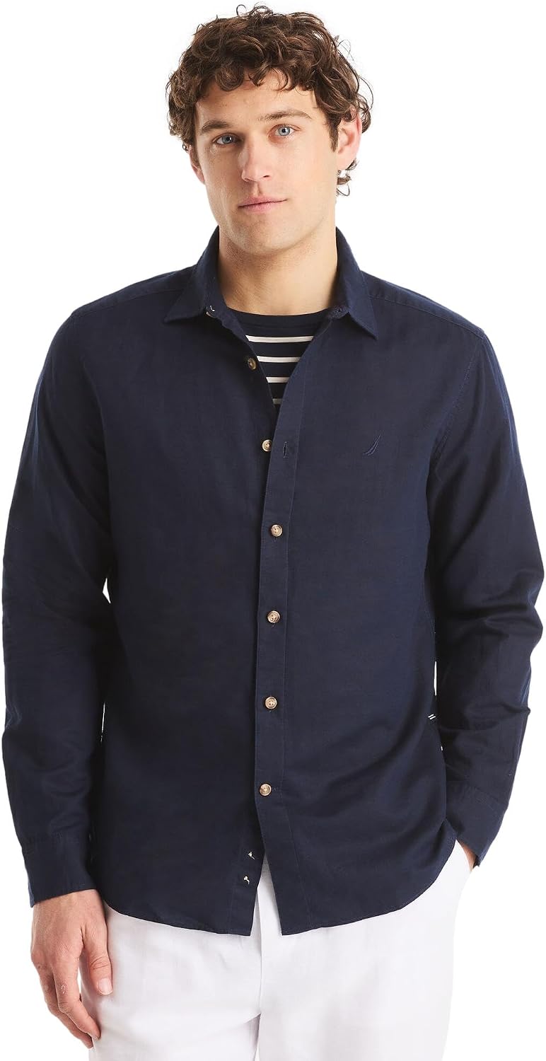 Nautica Men's Nautica Sustainably Crafted Classic Fit Linen Shirt