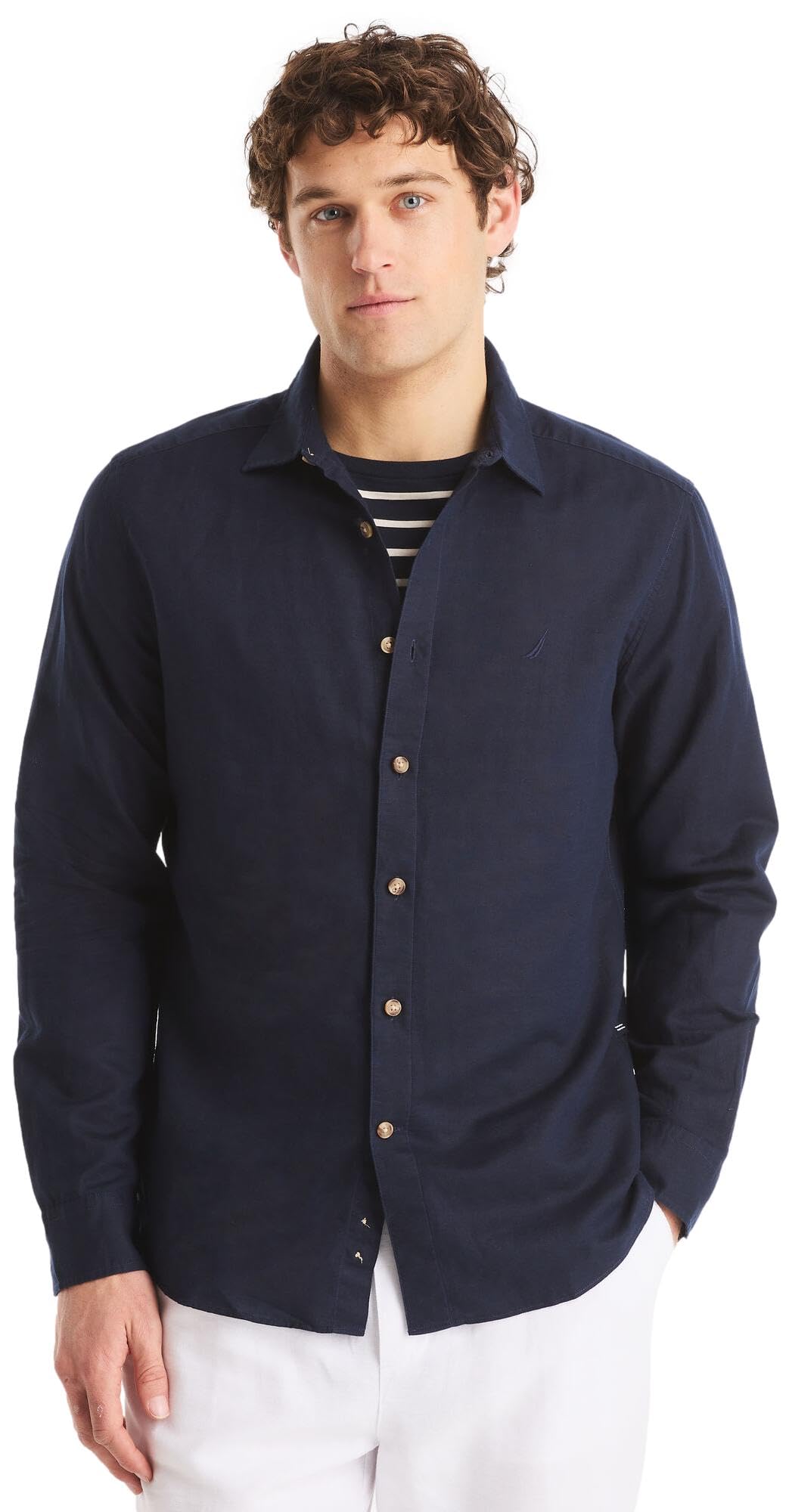 Nautica Men's Nautica Sustainably Crafted Classic Fit Linen Shirt