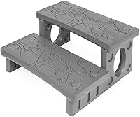 XtremepowerUS 2-Step Non-Slip Hot Tub Steps - Multi-Purpose Spa Pool RV Deck Ladder Gray