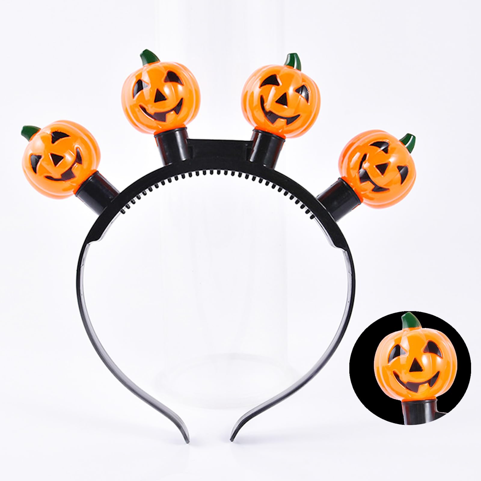 Set Halloween Citrouille Lumineux LED - Serre-Tête + Collier Orange - Parfait Pour Fêtes Et Carnaval