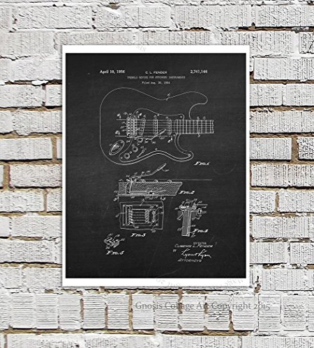 Gnosis Picture Archive Guitar Decor Set Of 6 Unframed Vintage Fender Patent Prints Guitar Gifts #TOP3