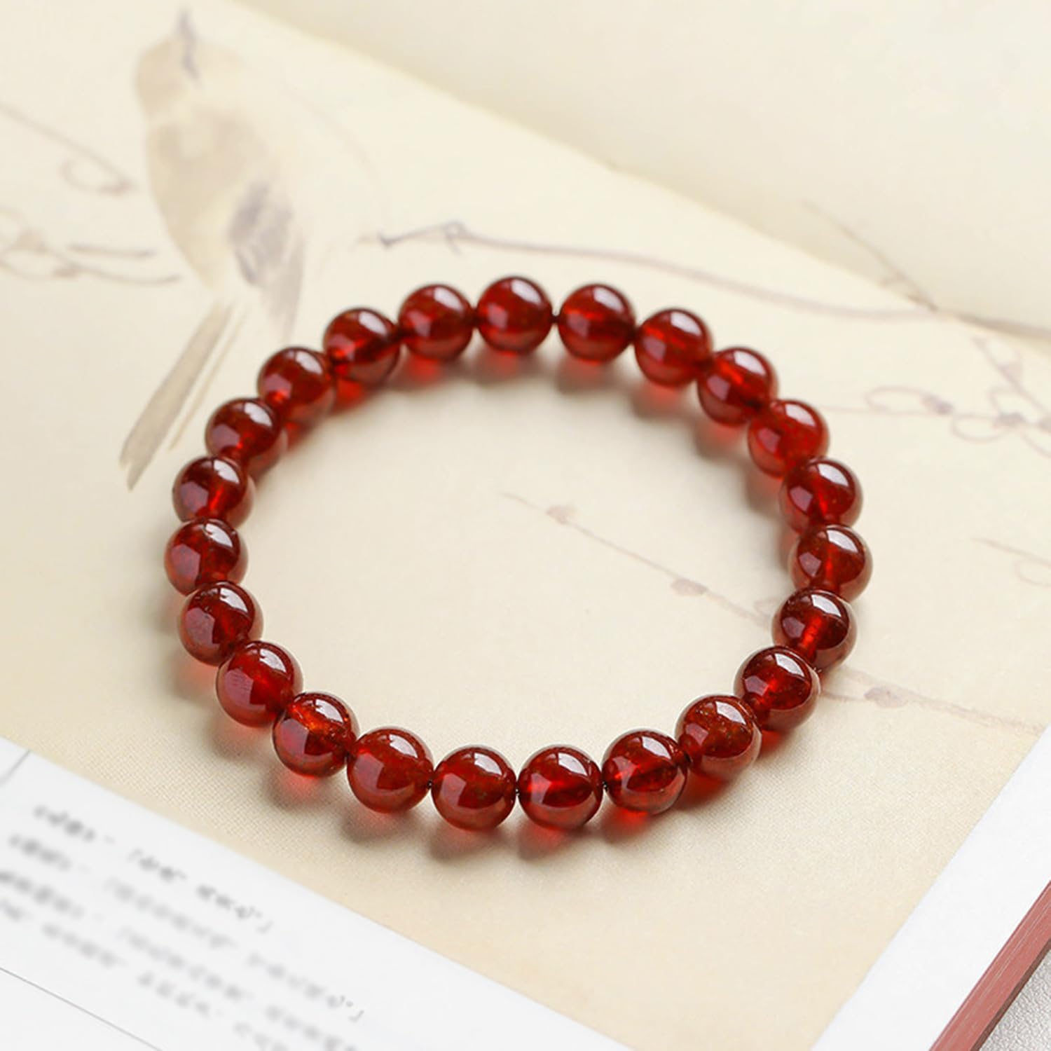 Braccialetti cristalli granato per donna, braccialetti energetici naturali | Bracciale con perline rotonde per l'equilibrio energetico, regalo di gioielli per la consapevolezza