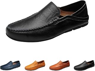 Lederschuhe Herren Breiter Fuss Freizeitschuhe Herren Leder Halbschuhe Flache Sohle Walkingschuhe Ohne Schnürsenkel Fitnessschuhe Slip On Schlupfschuhe Leicht Sportschuhe rutschfest Trainers