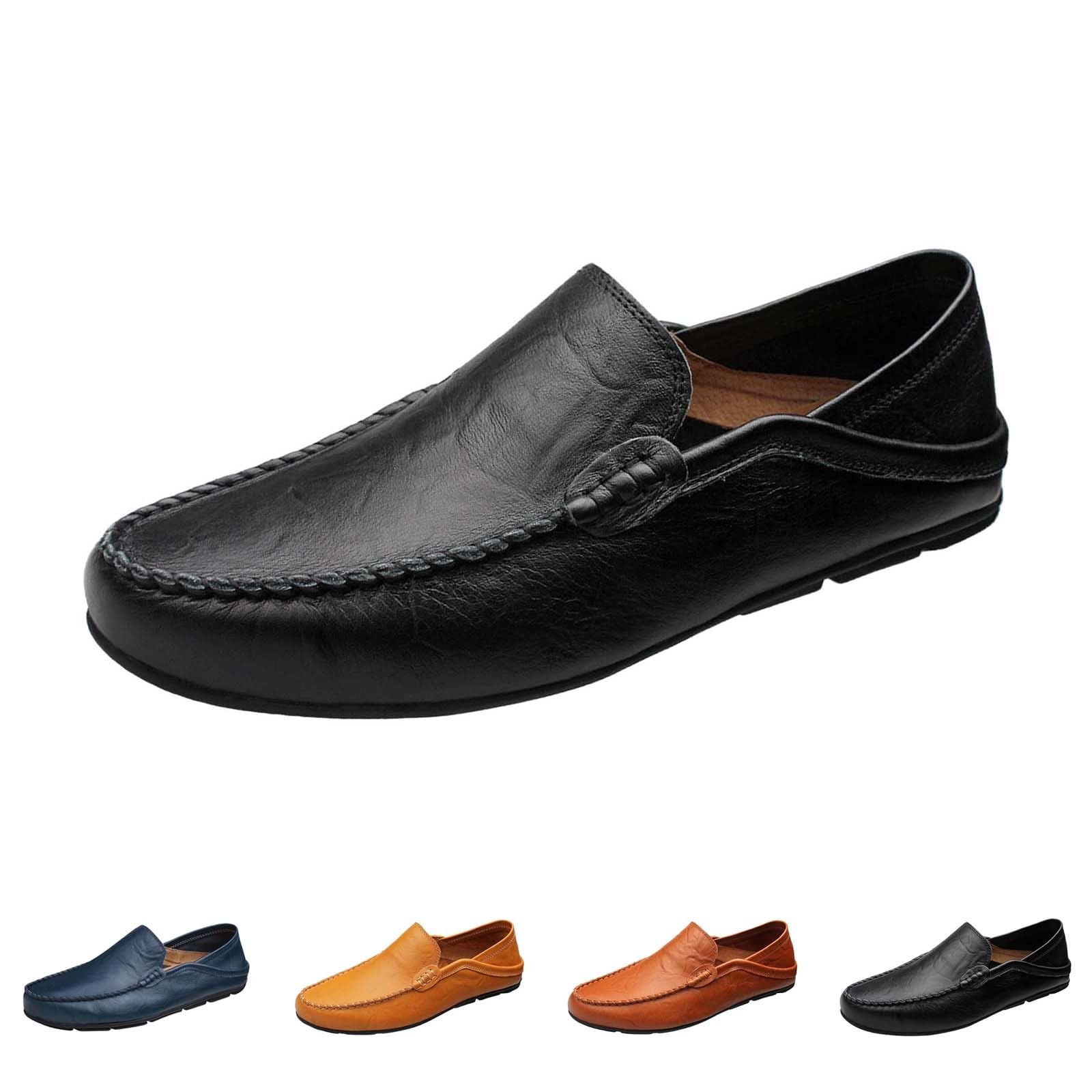Mocassins en Cuir pour Homme - Chaussures Basses À Enfiler - Chaussures D'Été Légères - Chaussures en Cuir Semelle Souple - Chaussures Habillées Décontractées - Chaussure pour Bureau