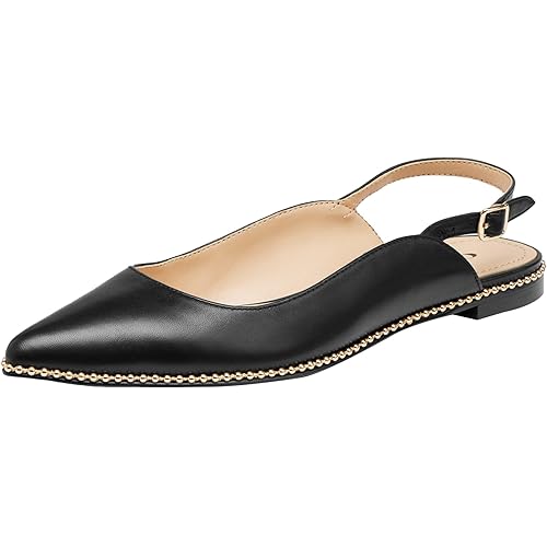 Coach Women's VAE Leather Skimmer Ballet Flat, Black, 5.5