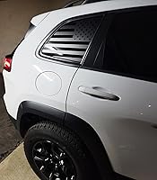 Vista 3 de Xinghe Calcomanía de bandera estadounidense para Je@p Cherokee 2014-2023 para ventana lateral trasera, color negro mate, 2 unidades, no para Je@p