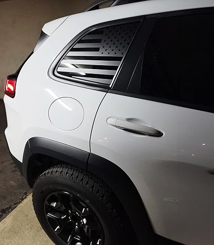 Miniatura 3 de Xinghe Calcomanía de bandera estadounidense para Jep Cherokee 2014-2023 para ventana lateral trasera, color negro mate, 2 unidades, no para Jep