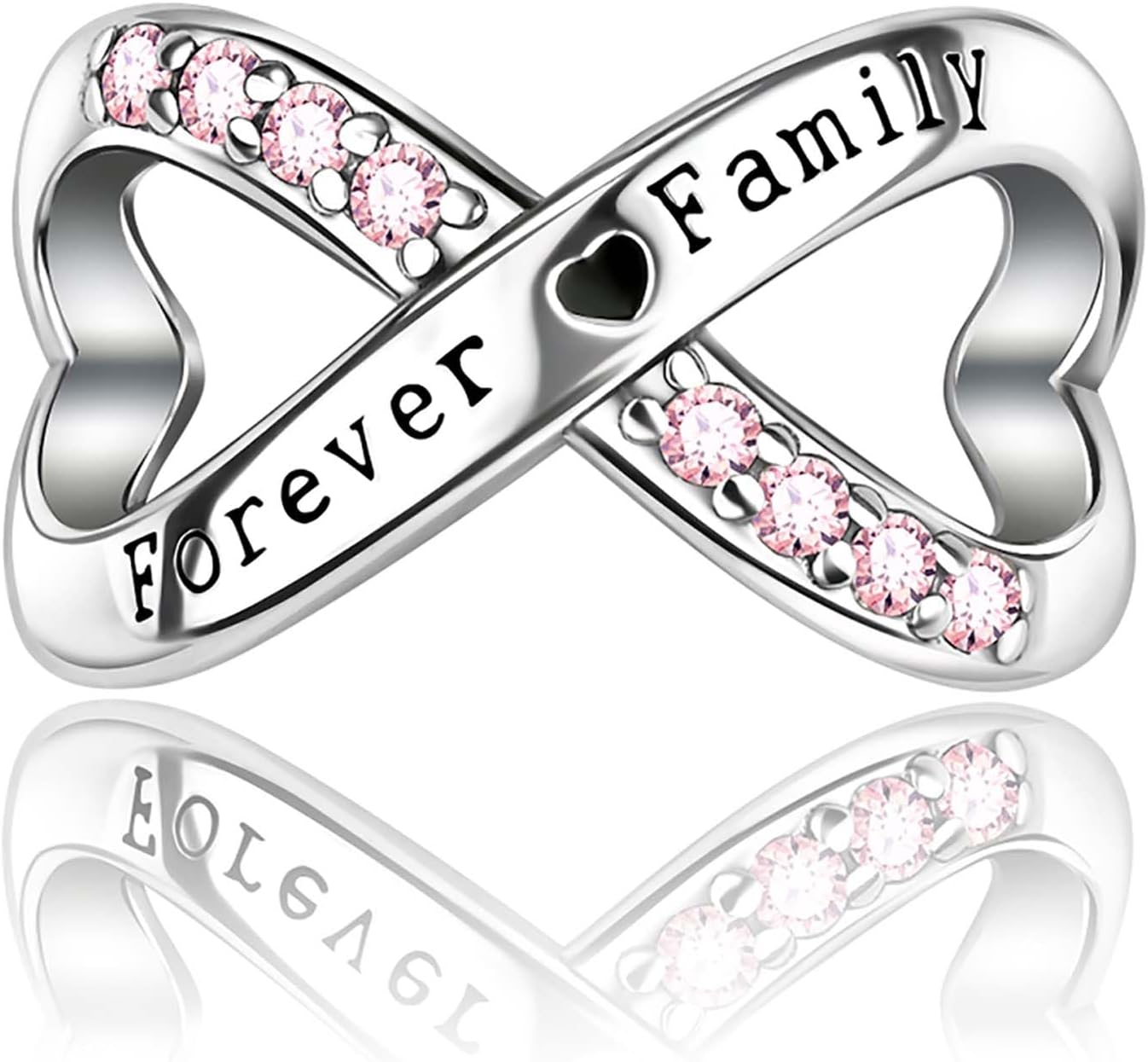 Forever Family Charm 925 Sterling Silver Charm Fit Women's Necklace Bracelet Birthday Gift for Family