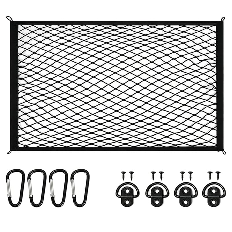 DPRHOF Red de Maletero de Coche para Land Rover Freelander 1997-2015, 80x60cm Organizador de Malla Elástica, Sujeción de Equipaje con 4 Ganchos, Compras Ordenadas,A-80 * 60cm