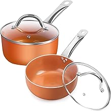 Zunmial Pots and Pans Set Nonstick,Small Sauce Pan with Lid,Non Stick Small Cooking Pot Set-1.5Qt & 2Qt,House Warming Gifts New Home