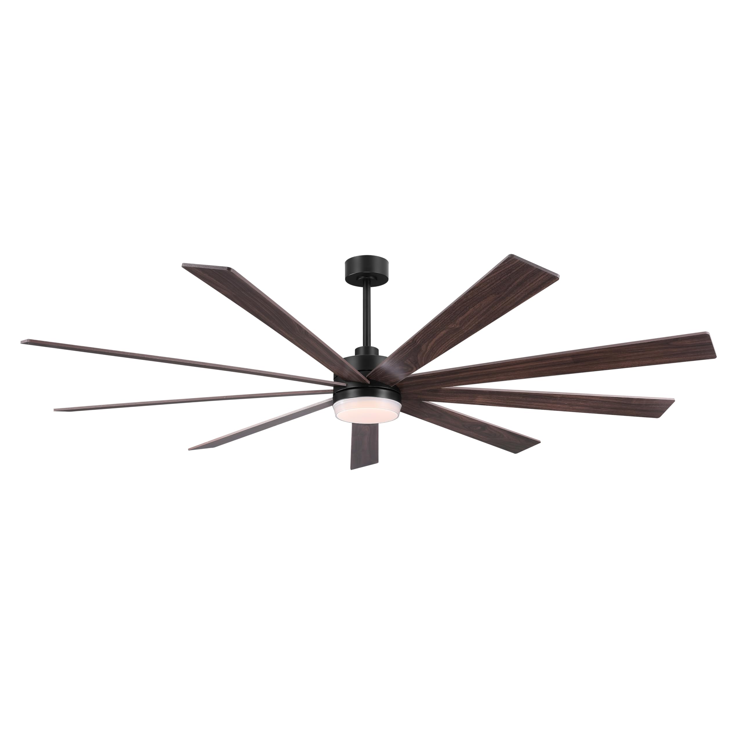 Photo 1 of ****Cover Damaged****LEDLUX 84" Ceiling Fan with Light, 6-Speed Remote Control, Reversible DC Motor, Modern 9 Blades with 4.5"/12"/24" Downrods for Home or Commercial Black/Walnut