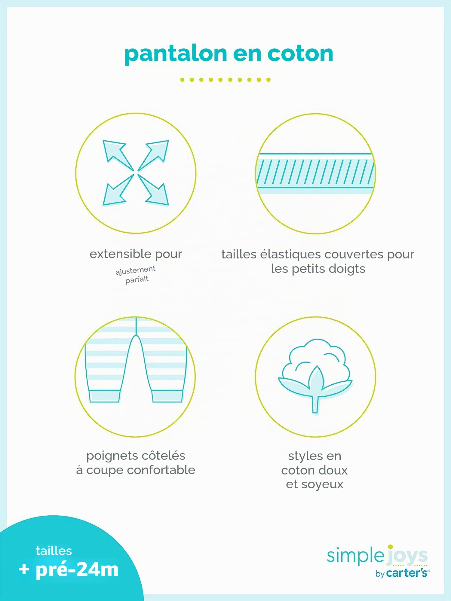Simple Joys by Carter's 4-Pack Textured Pants - Pantalons - Droit - Mixte bébé