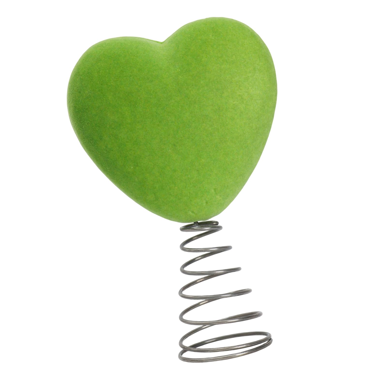 LUCKGONI Green Flocking Heart Tree Toppers Elevating Festival Atmospheres for Christmas and Easter Decorations Soft PVC Materials