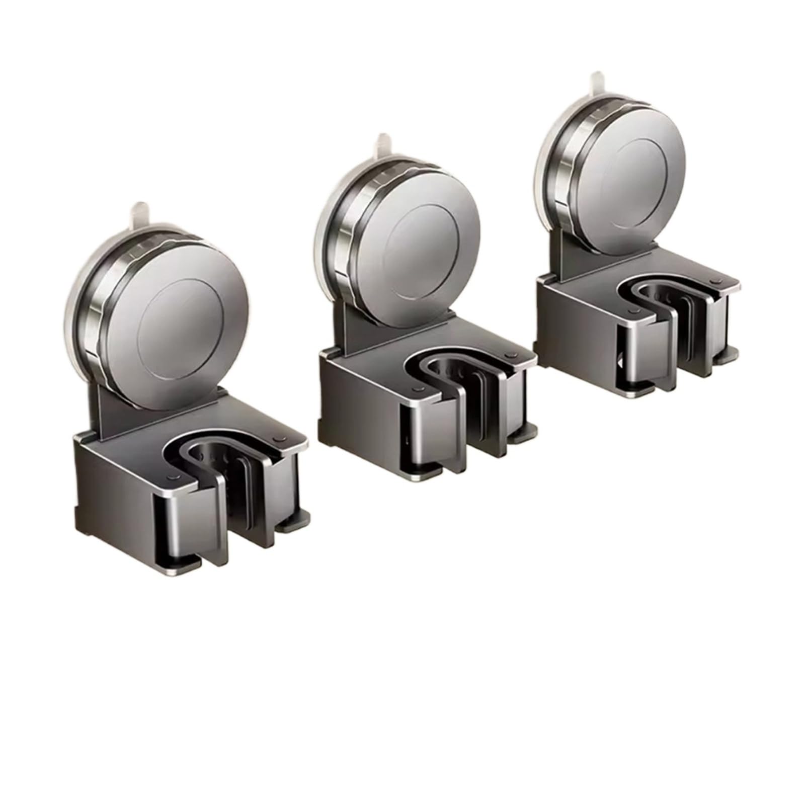 HRXEXSBAM No-Drill Suction Cup Mop Holder, Clip-On Wall Mount Broom Hook for Bathroom Storage(Gray 3 PCS)