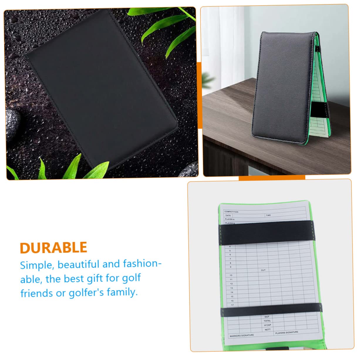 5 Pièces Livre de Score de Golf Accessoire Golf Accessoires Golf Cahier d'enregistrement de Score carnet de Notes Portable Le Golf Protecteur partition Fiche d'évaluation PU