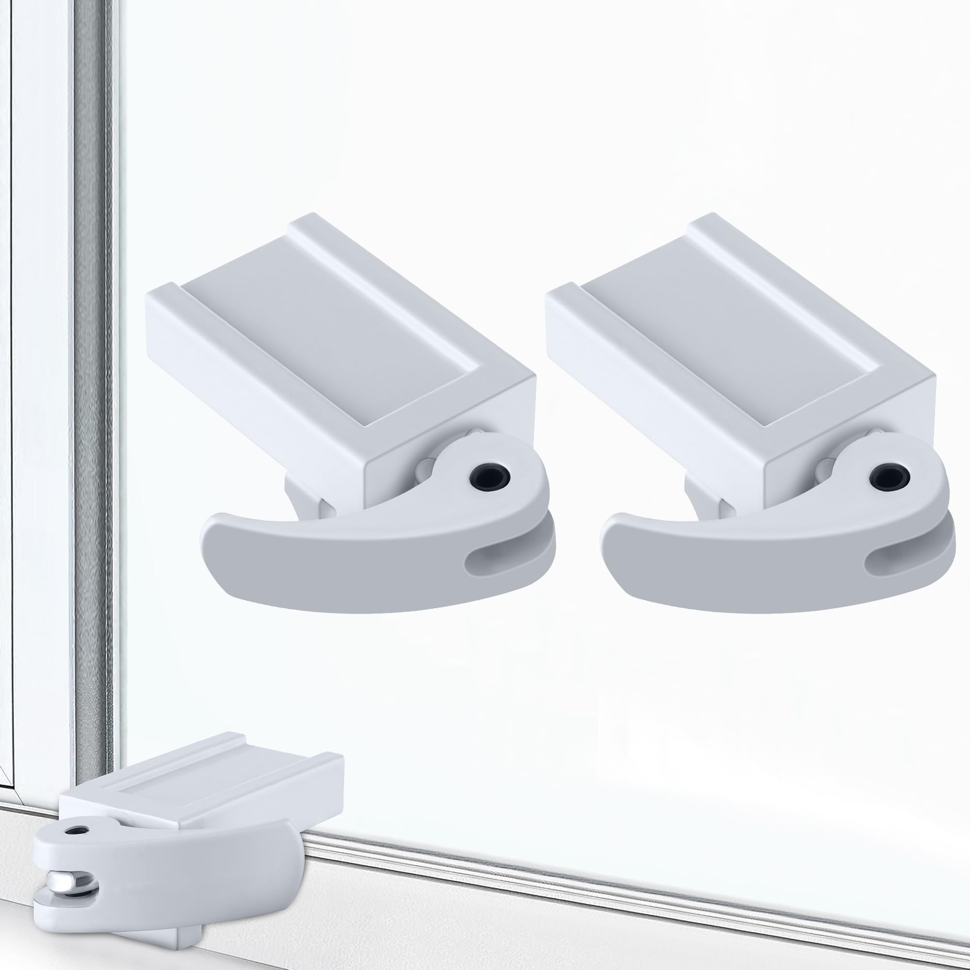 Photo 1 of 2 Pack Window Locks, Diecast Durable Design, Compatible with Horizontal and Vertical Window, Fit 1/16 inch(0.16cm) up to 1-1/2 Inch Long Version Wide Rail Easy Installation Enhanced Safety