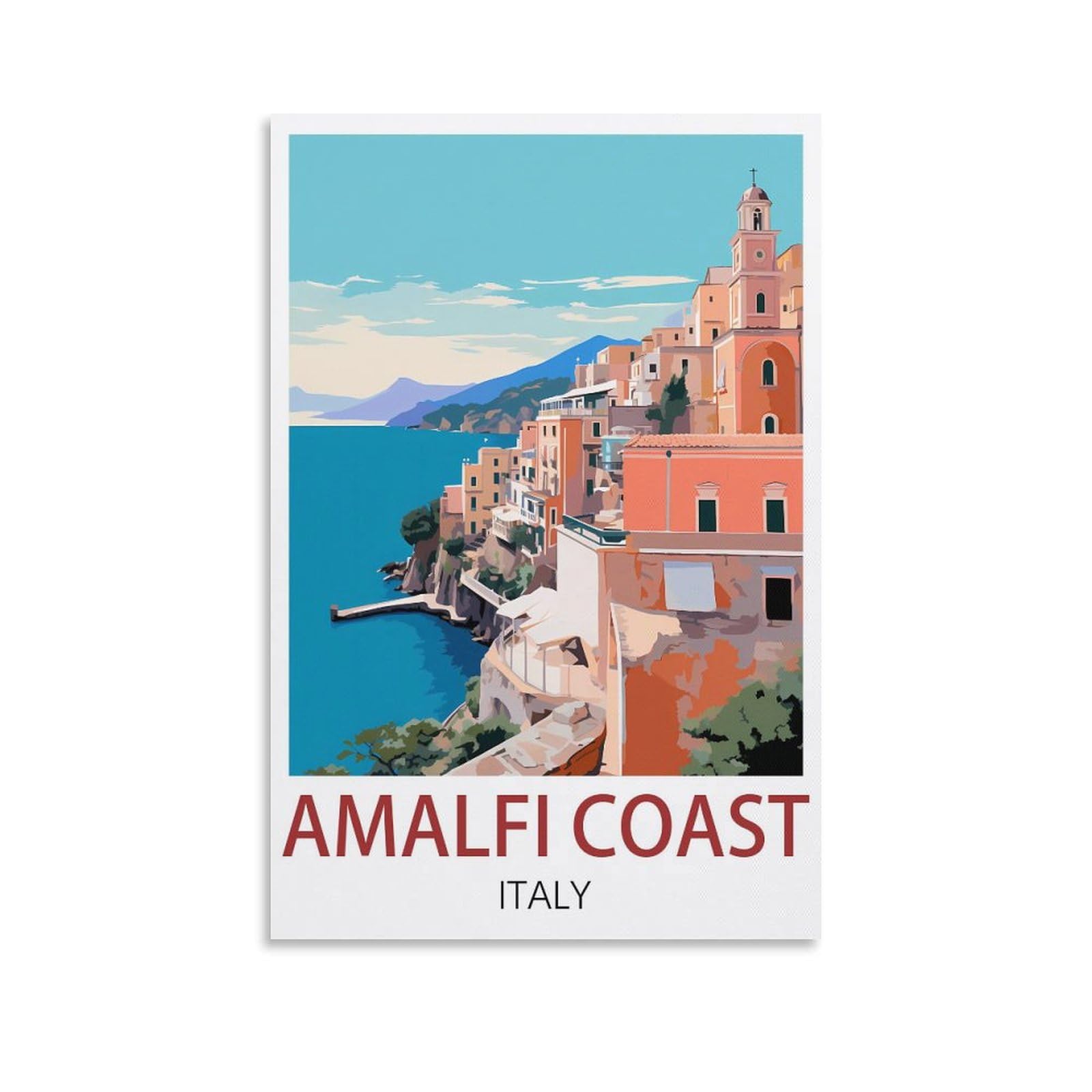 EZMLFA 5D Diamond Art Kits for Beginner,Amalfi Coast Italy,Diamond Art Kits Gem Cross Stitch Easy Kits for Beginner Crystal Art Crafts Home Wall Decor 40x50cm