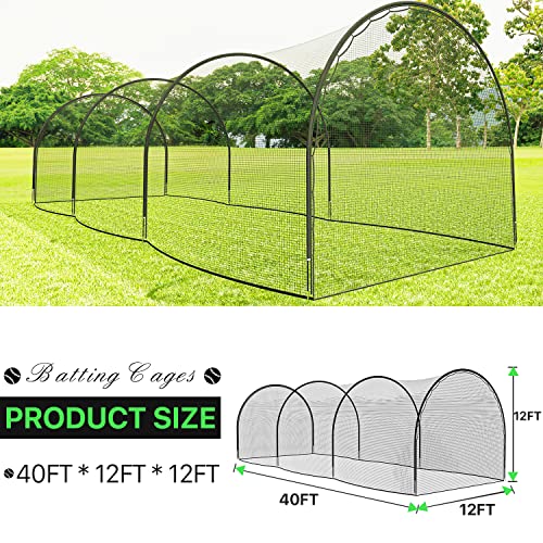 Mr 40Ft Batting Cage Baseball Softball, Hitting Cage Net And Frame Backyard Baseball Softball Training Equipment, Freestanding Portable Batting Cage Hitting And Pitching Practice #TOP1