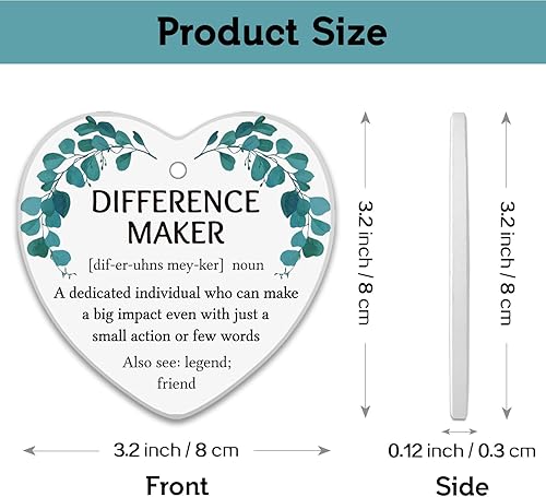 Vista 40 de REWIDPARTY Adorno de recuerdo de agradecimiento – Regalo de agradecimiento para familiares, amigos, profesores – Corazón de cerámica de 3 pulgadas