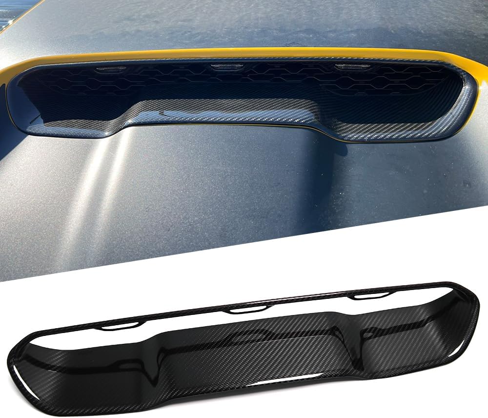 Jogon Carbon Fiber Engine Hood Air Vent Outlet Trim for Dodge Ram 1500 TRX Off-Road Pickup Truck 2019 2020 2021 2022 2023 2024 Air Flow Intake Scoop Turbo Bonnet Vent Cover (Glossy CF)