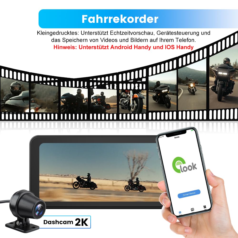 Junsun Motorrad-Navigationssystem mit CarPlay Android Auto mit 6.25" Screen