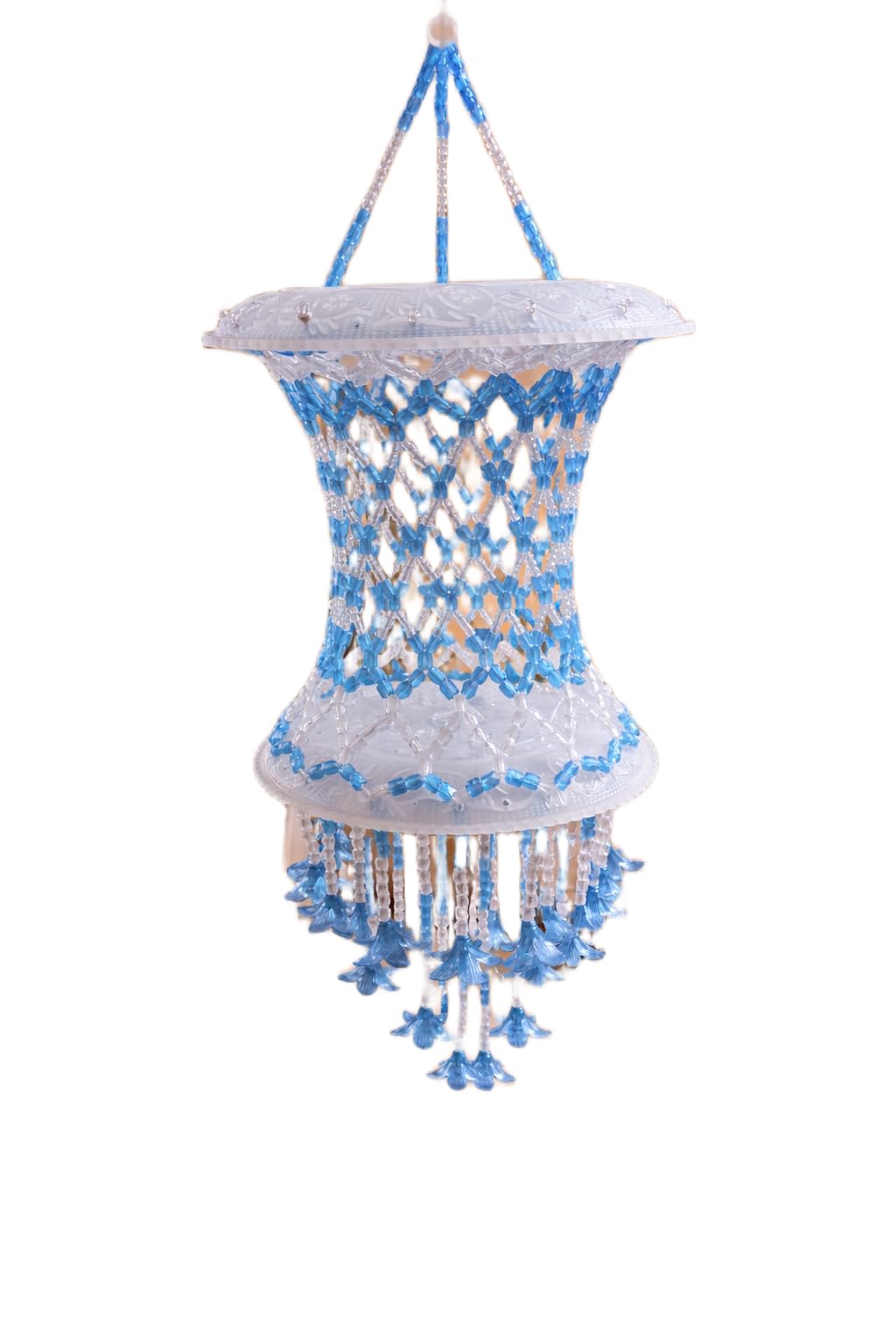 Pihir Décor Rajwadi (Royal Rajasthani) Jummar Sky Blue Beaded Hanging Lamp Shade – Handcrafted Indian Ceiling & Wall Hanging for Home, Mandap, Pooja Room & Festival Décor-image-37