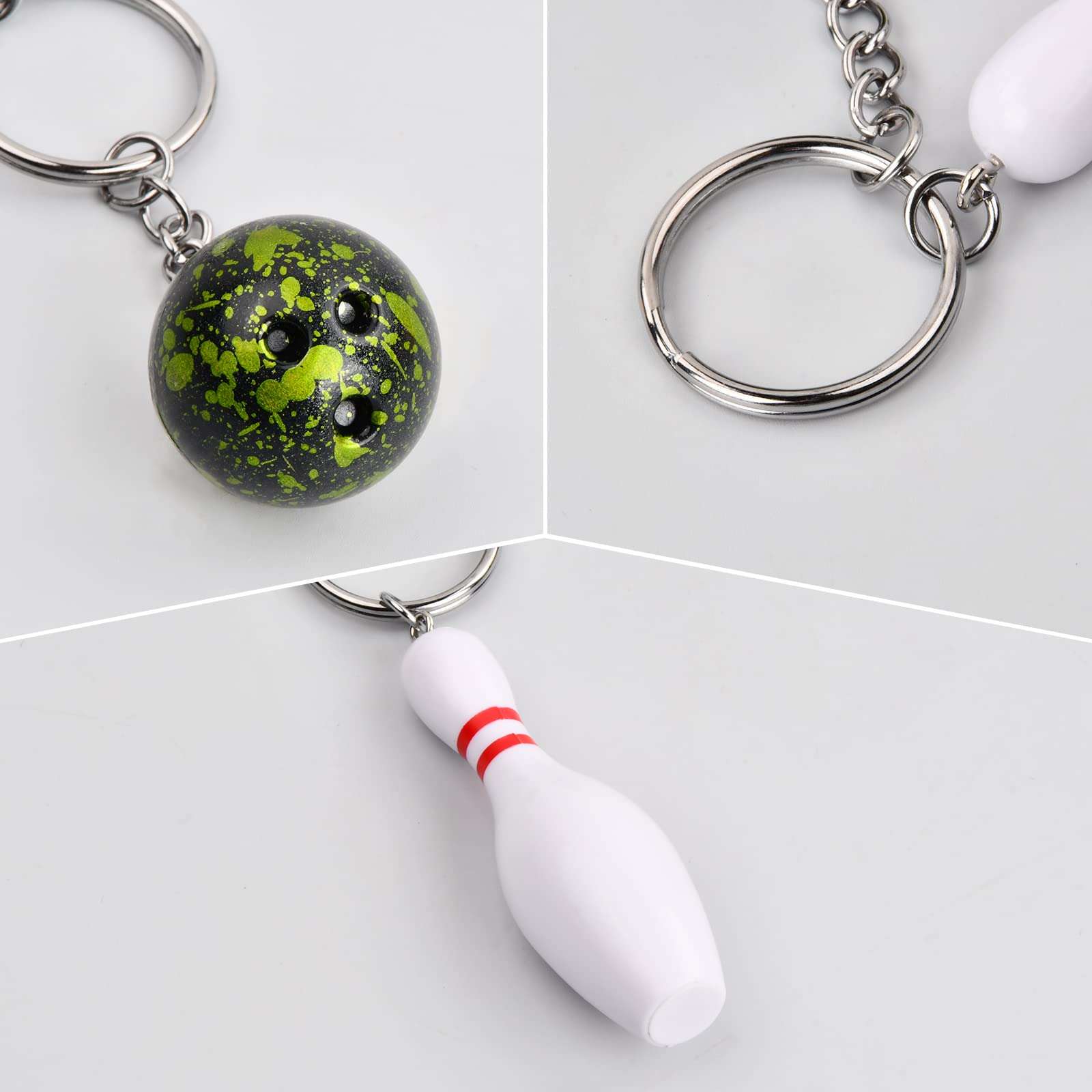 4 Pcs Kinder Bowling Party Tasche Schlüsselring, Bowling Pin Schlüsselhalter Geschenk, Sportparty Bowling Spiel Anhänger, Weiß Bowling Schlüsselanhänger Pack, Bowling Zubehör Schlüsselanhänger