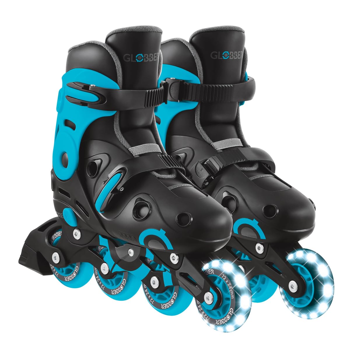 Globber - GO•Skates Inline Skates - Adjustable and Adjustable Inline Skates - Size M/L from 34 to 37, Black and Blue