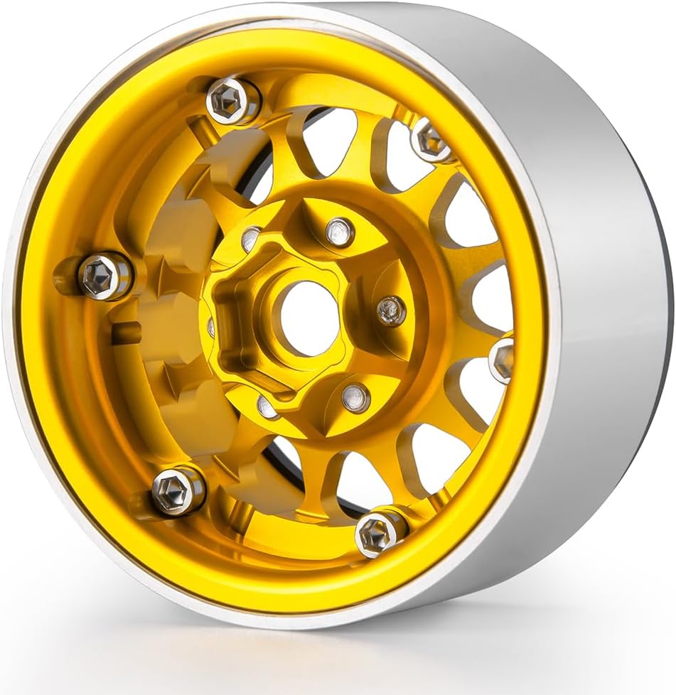 RCLIONS 4PCS 1.9" Beadlock Wheels RC Aluminum Rims for 1/10th AXIAL SCX10,SCX10 II,TRX4,Gen8 Gen7 RC Crawler Car Upgrade Parts
