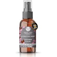 Sweet Face Minerals HYDRATING MIST Aloe & Cucumber 4 Ounce Mineral Makeup Setting Mist Vegan Facial Moisturizer Spritz