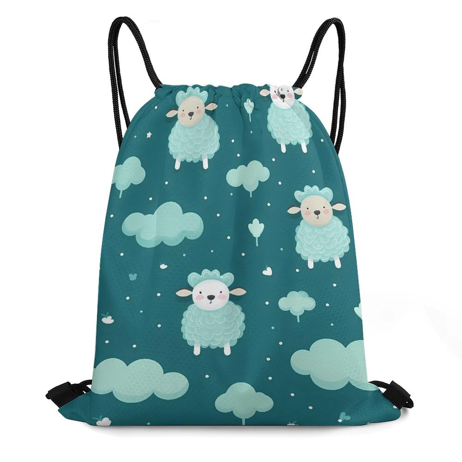 Cute Sheep Drawstring Backpack Durable Sport Gym Bags Daypack for Men Women 35 * 42cm