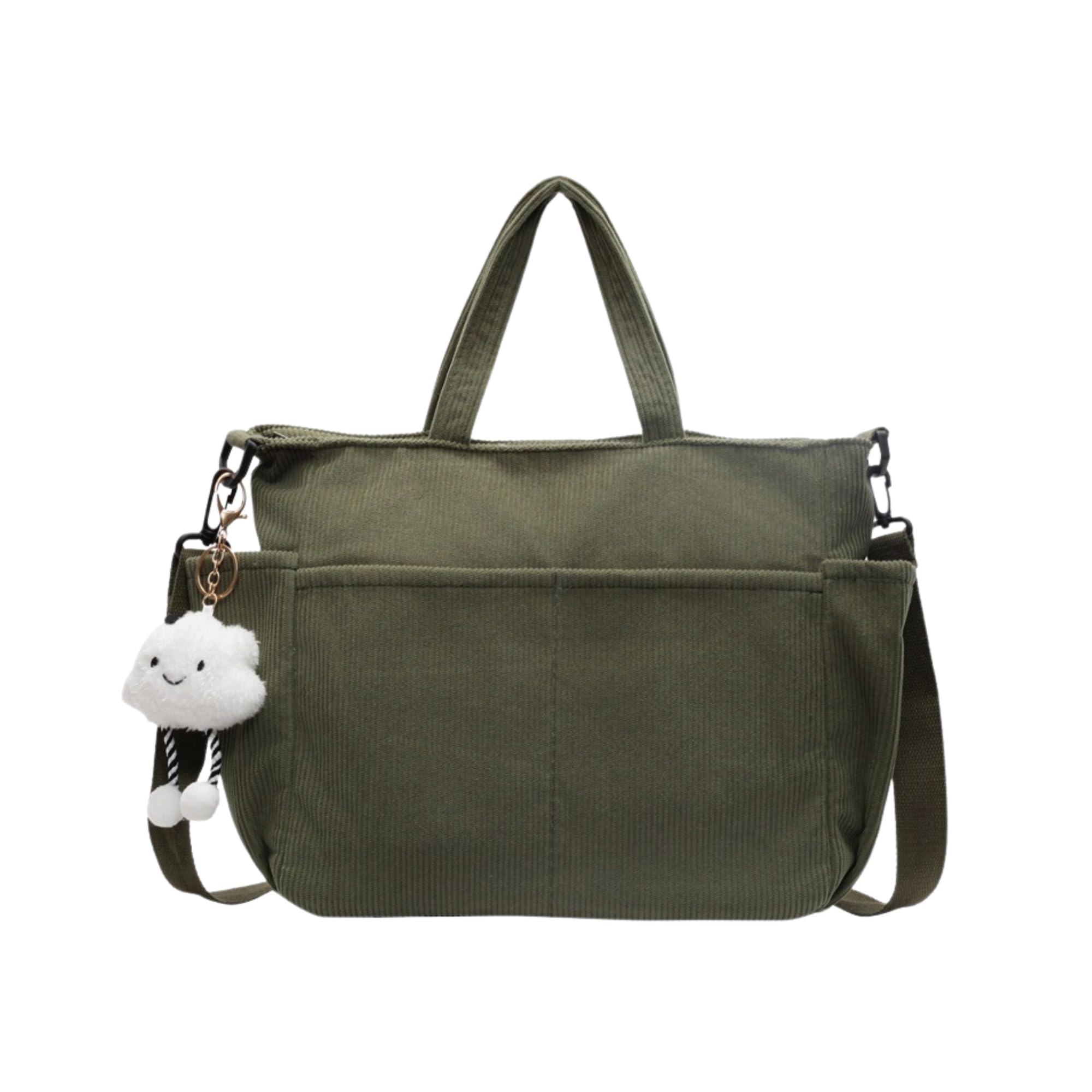 Stylish Corduroy Messenger Bag - Crossbody Tote with Zipper Pockets Lightweight Durable Work Bag for Men Women