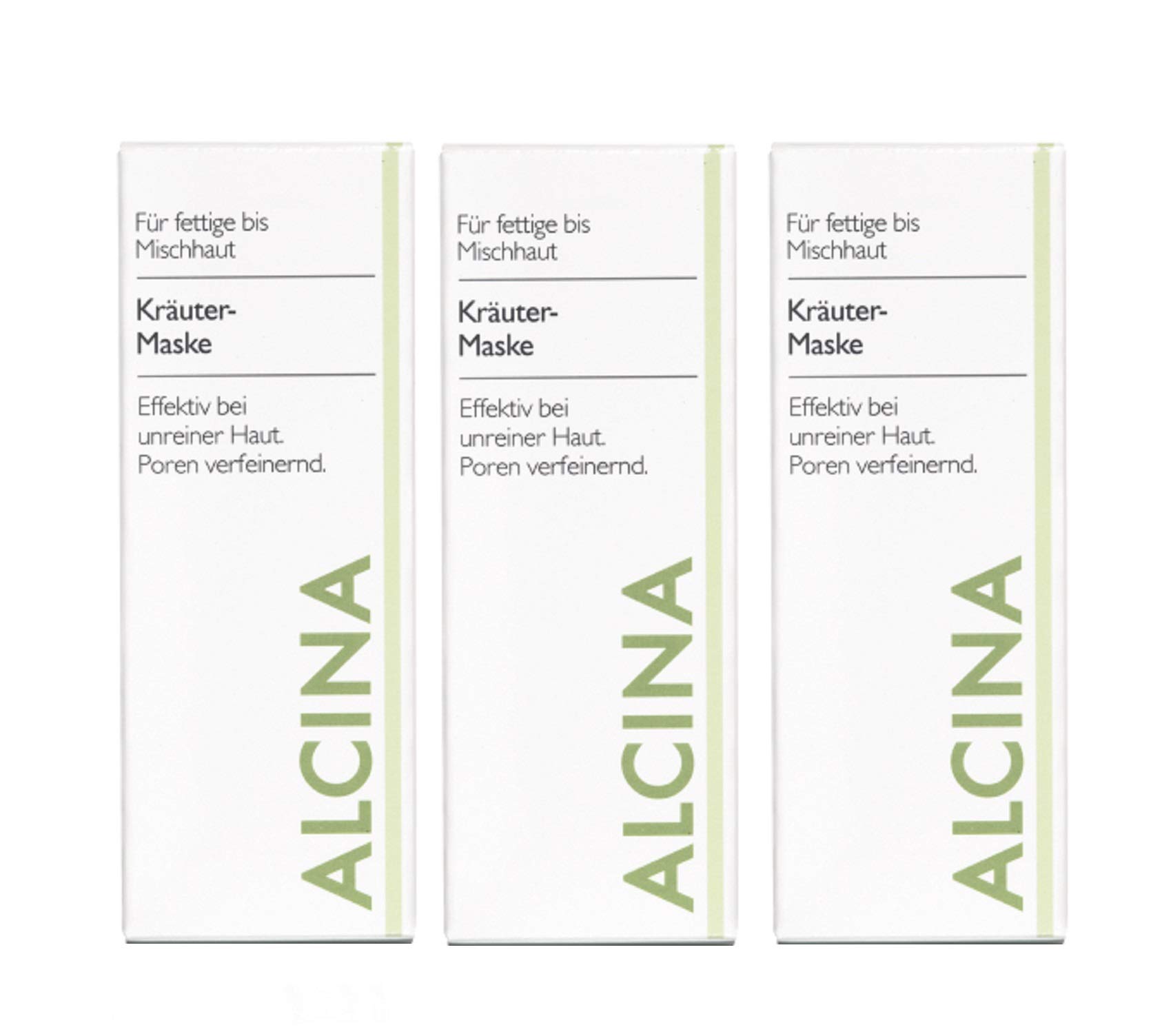 ALCINA Herbal Face Mask for Oily & Combination Skin with Kaolin, Sage & Lavender Oil, Removes Excess Oil, Exfoliate & Brightens the Skin- 50ml x3, Made in Germany