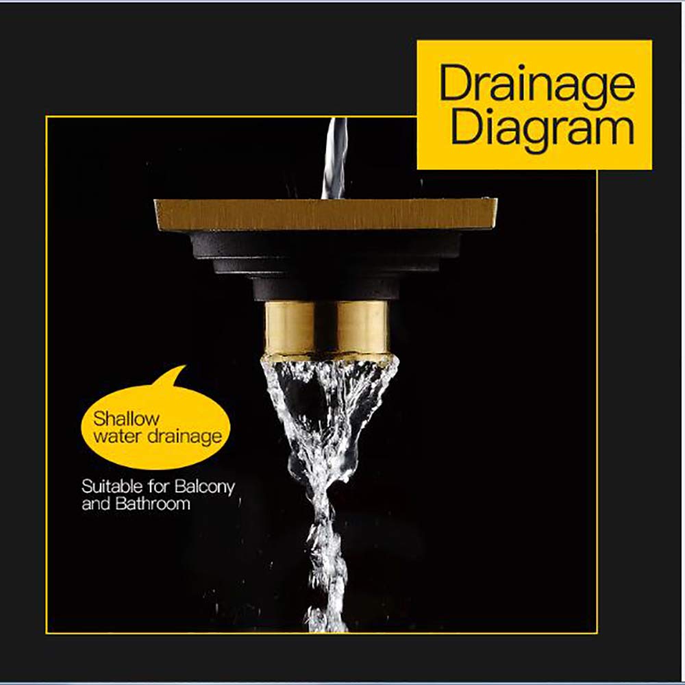 Drenaje de Ducha, Canaleta de Desagüe Ducha de Latón Cromado 6 Pulgadas Desodorante Drenaje de Suelo, Gran Desplazamiento Coladores de Desagüe para Baño, Patio,Chrome a