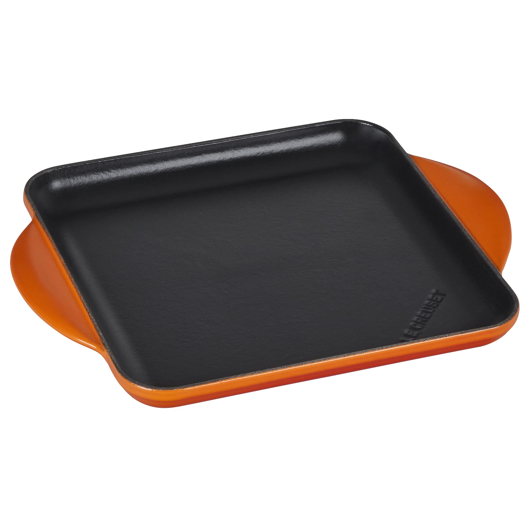 Le Creuset Enamaled Cast Iron Square Griddle, 9.5", Flame