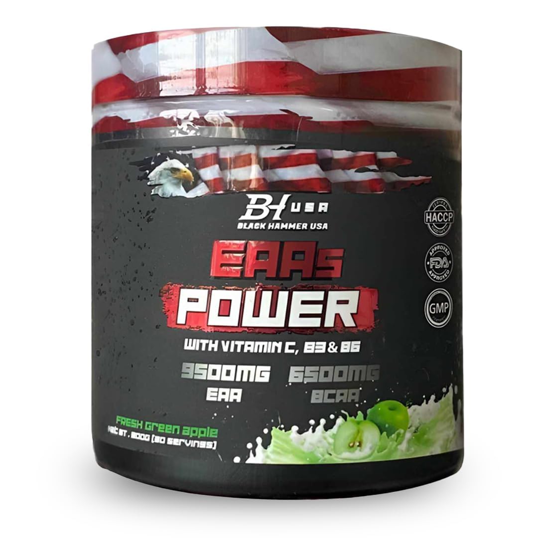 GORILLA Whey Protein 5KG + Free EAAs – Black Hammer USA Protein Powder for Muscle Growth & Recovery (5000g, Erdbeere)