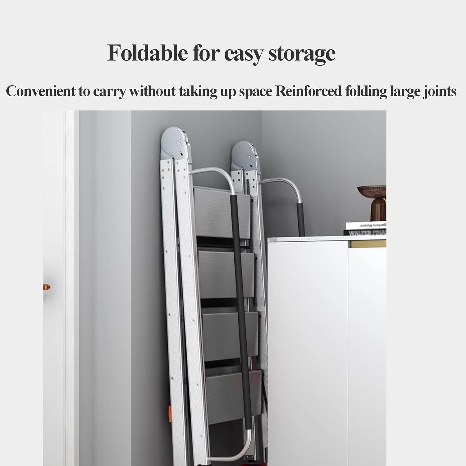 Foldable Aluminum Loft Stairs Ladder, Folding Bed Ladders with Handrails, Portable Anti-Slip Egress Attic Ladder, Floor-Mounted Metal Roof Access Step Ladders(Black,10 Step-293cm (9.6ft))