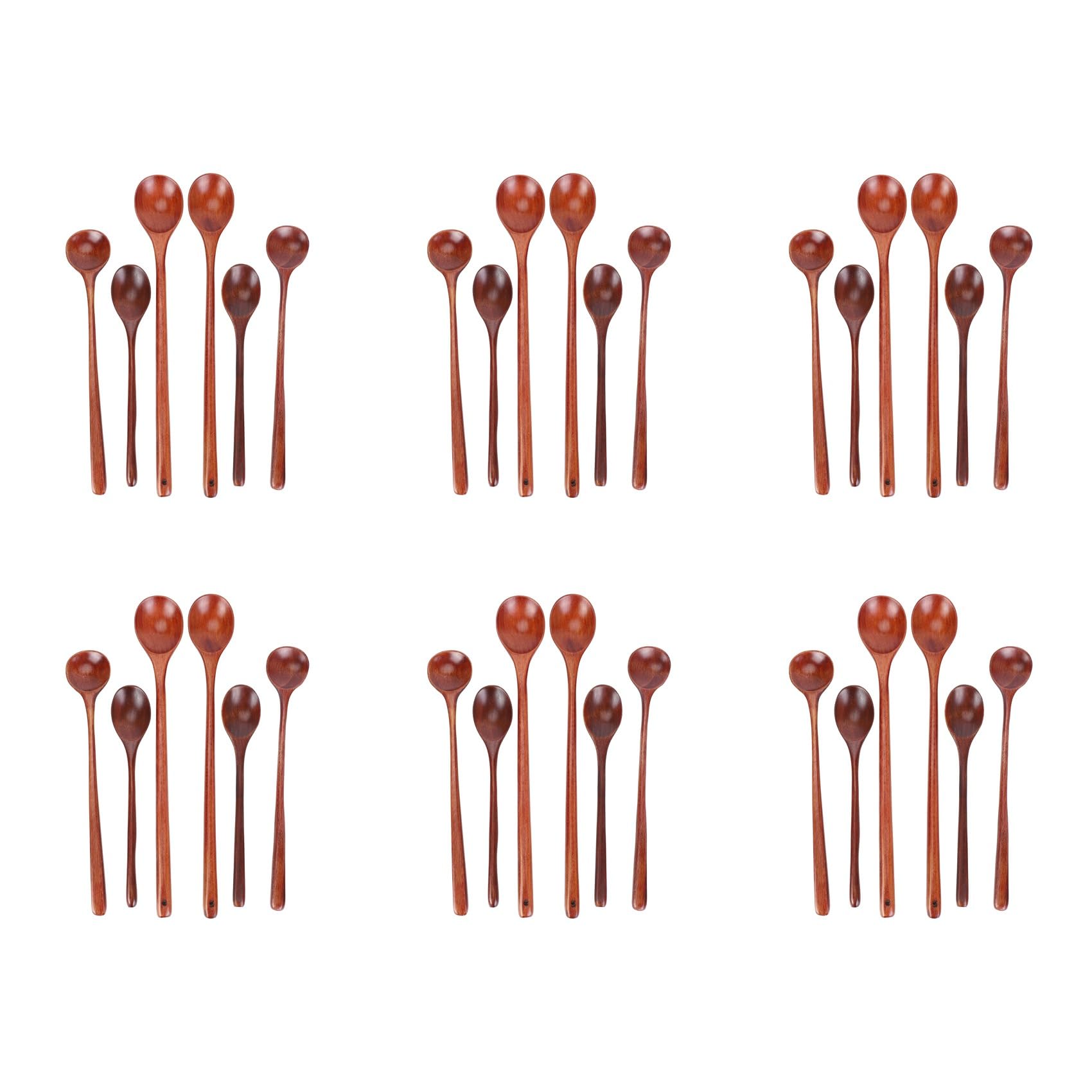 Hndhbfgrt 36 Pieces Wooden Spoons Kitchen Serving Long Handle Soup Spoons Cooking Tasting Spoons for Eating Mixing Stirring