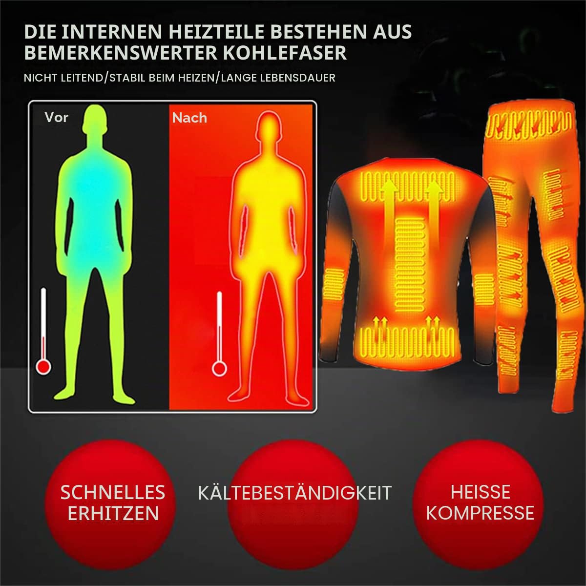 scosao Beheizte Thermounterwäsche für Männer Frauen, Wiederaufladbare Wärmende Unterwäsche Elektrische Heizung Baselayer Langarm Top und Hose mit 13 Heizzonen, für Ski, Angeln, Motorrad