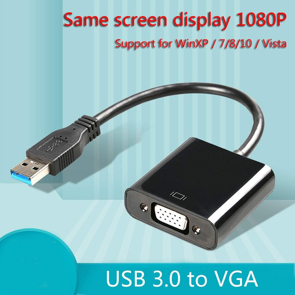 1080P USB to VGA Adapter External Video Card Multi Display Converter for 7/8 Desktop Laptop PC Monitor Projector Adapter Cable