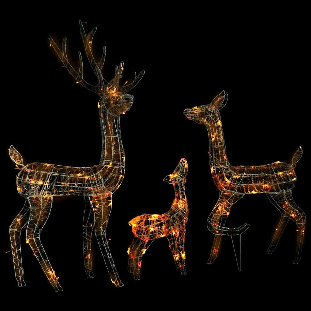 YLIEHS Acrylic Reindeer Family Christmas Decoration with 300 LED Colorful Lights, 8 Lighting Modes, Indoor and Outdoor Use