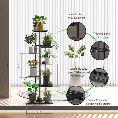 Solatmos Metal Plant Stand With Grow Lights Multiple Flower Planter Pot Holder Shelf Rack Display For Patio Garden Corner Balcony Living Room (7 Tier-8 Potted, Black Iron) #TOP5