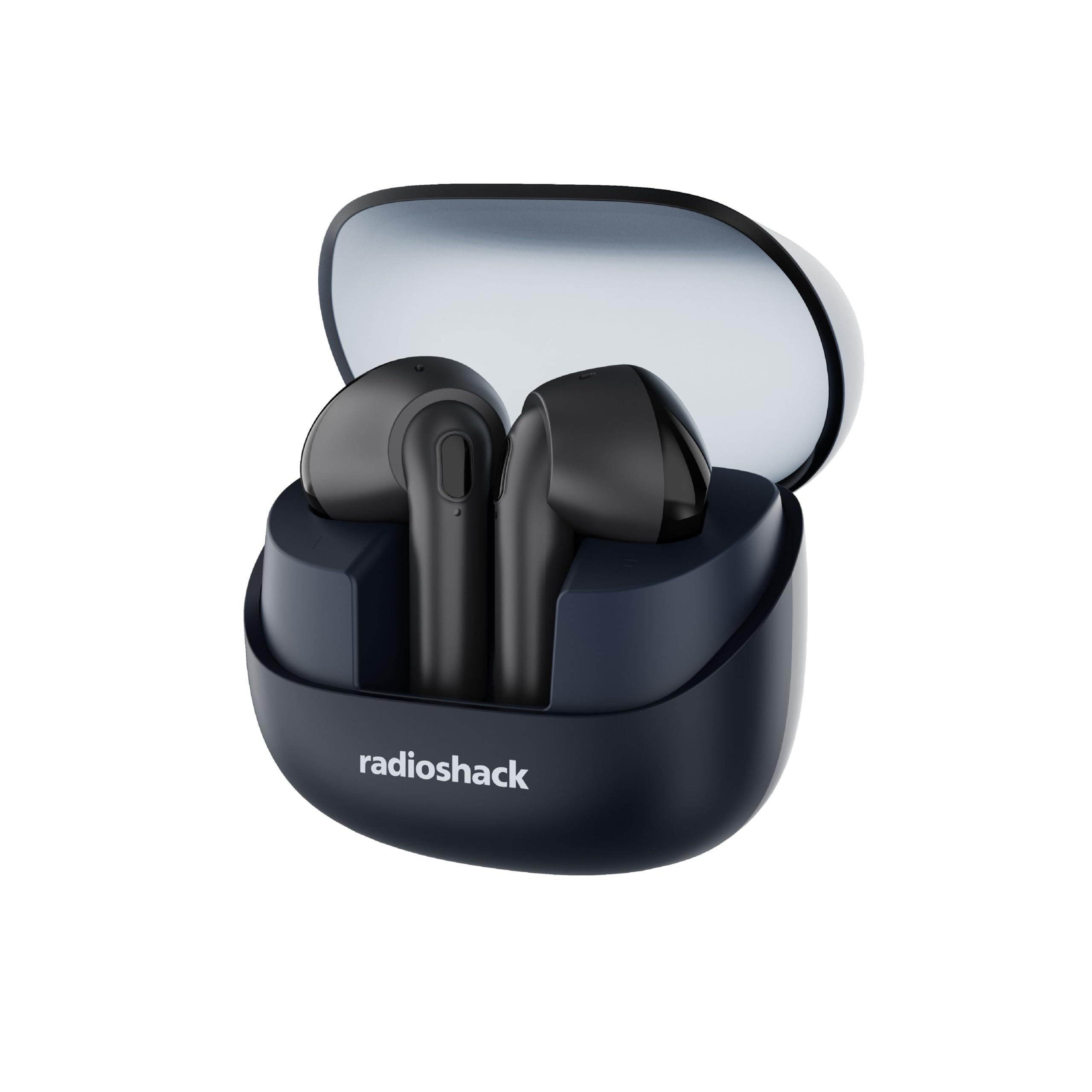 RadioShack Live Sound Wireless Bluetooth Earbuds with Noise Cancellation, IPX5 Waterproof (Navy Blue)