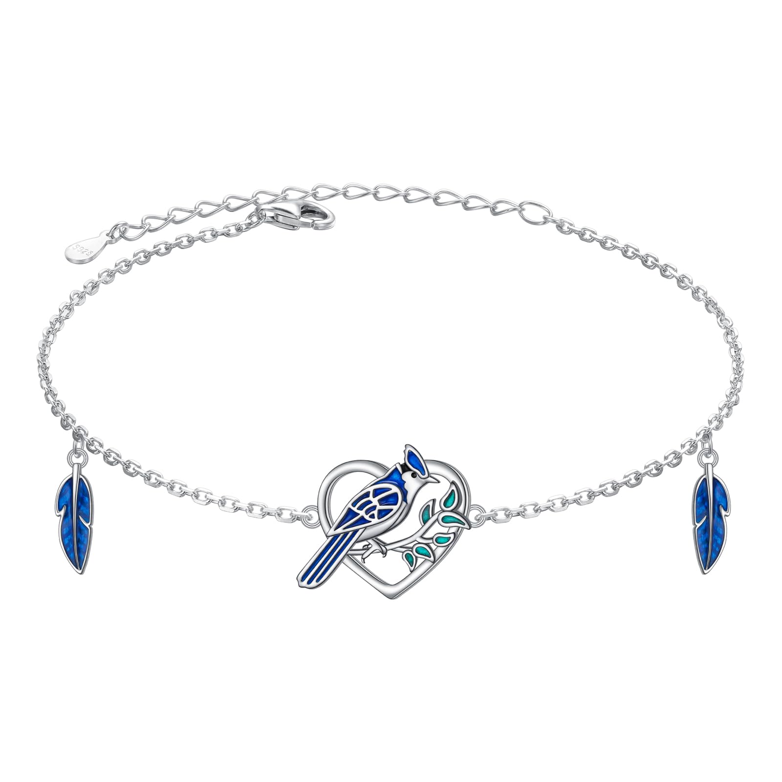 Ladytree Bracelet for Women 925 Sterling Silver Cute Flying Bat/Blue Jay/Turtle/Bunny/Stingary/Octopus Charm Adjustable Bracelet Ocean Jewelry Gifts