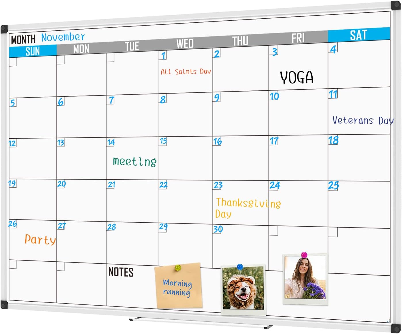 XBoard Magnetic Calendar Whiteboard 60" x 40" - Monthly Calendar Dry Erase Board, White Board + Colorful Calendar Board, Silver Aluminium Framed Monthly Planning Board 60" x 40" - Calendar