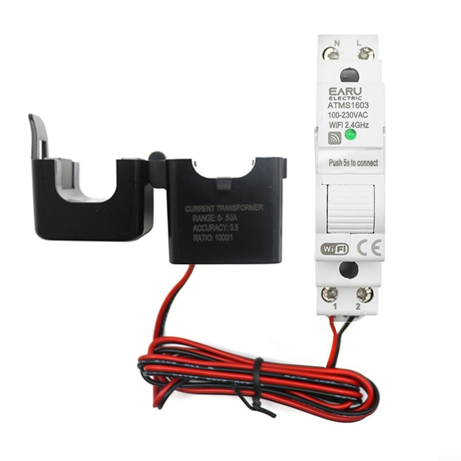 Para Tuya Smart WiFi, medidor de electricidad, carril DIN de 1 fase, contador de energía con control de aplicación, pantalla LCD para voltaje/corriente/kWh, compatible con Tuya Smart, 100-240